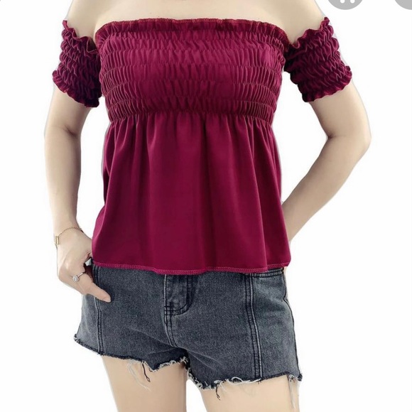 Smocked off shoulder Tops - Picture 2 of 2